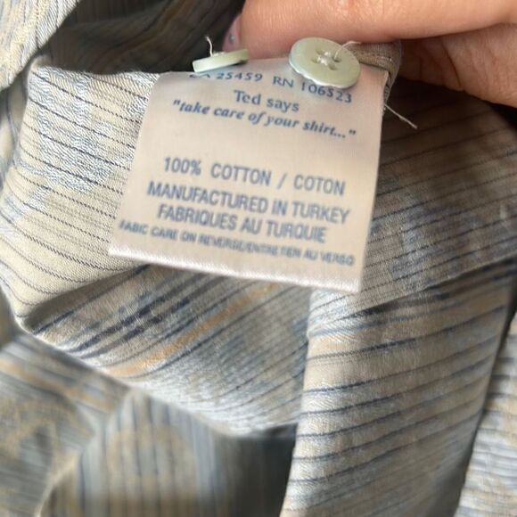 Ted Baker Lanoon Men's Stripes Embossed Pattern Button-Down Shirt Gray Medium - Picture 5 of 9